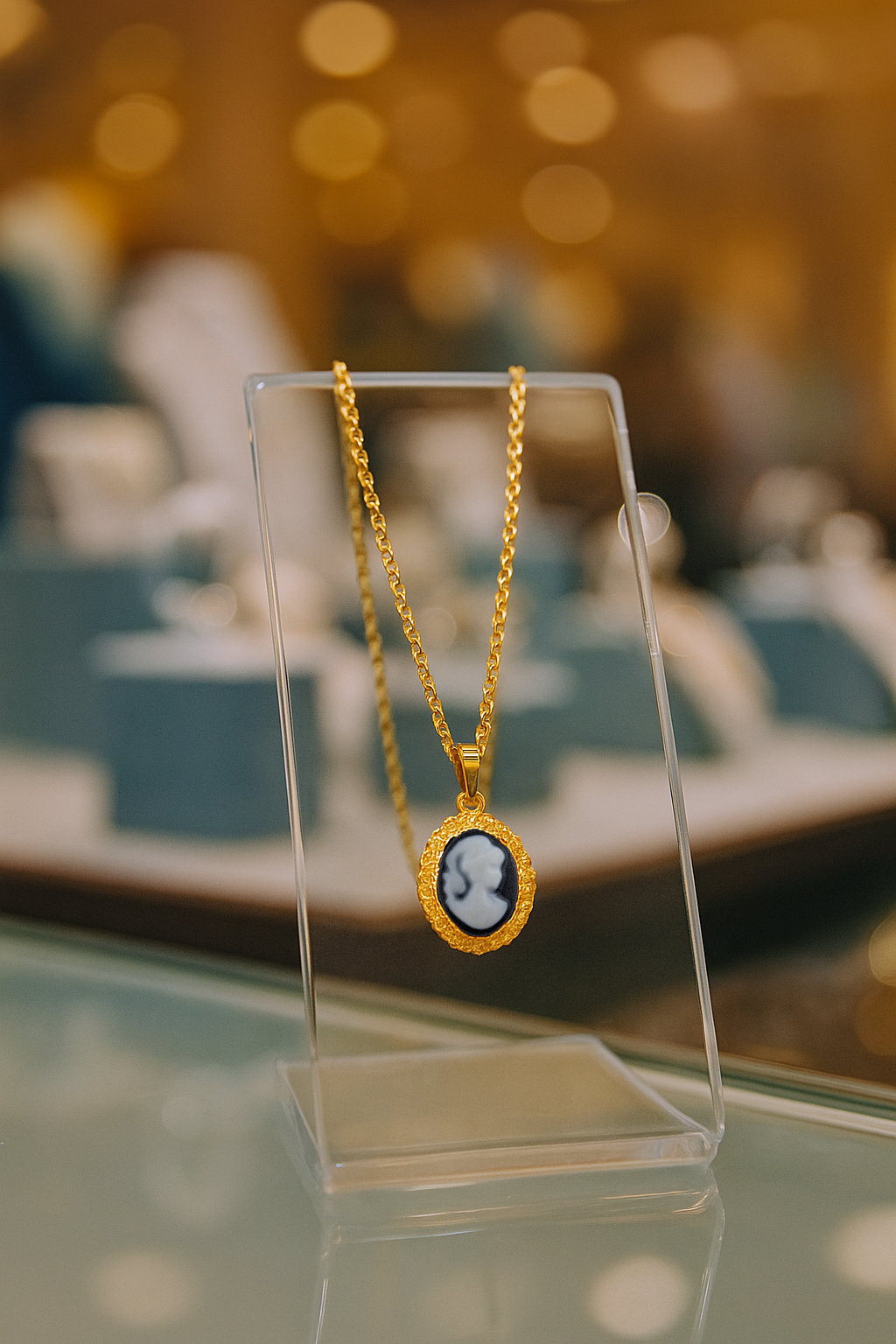 Collier Camée noir – Plaqué Or - Élégance intemporelle & charme vintage