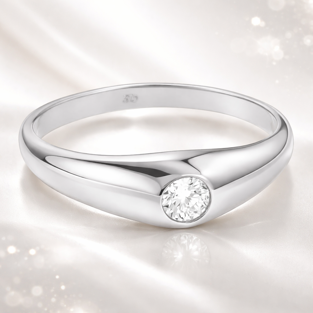 Bague Argent 925 Rhodié & Zirconium 3,5 mm – Élégance Minimaliste