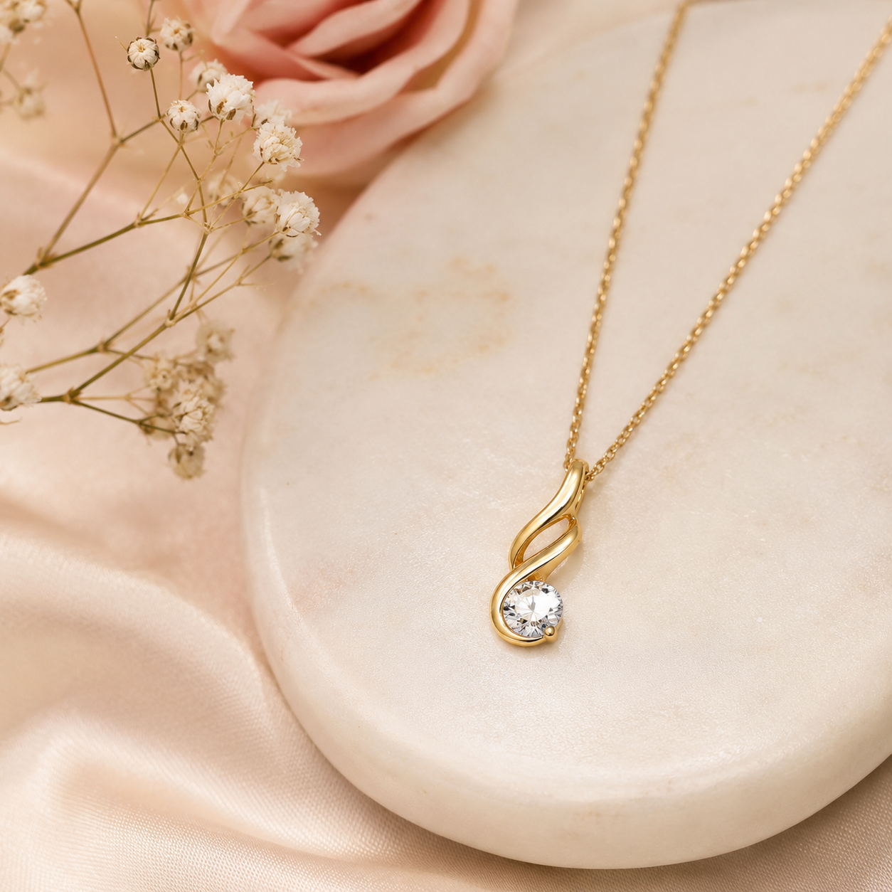 Collier Élégance – Plaqué Or Jaune 18 Carats & Zirconium