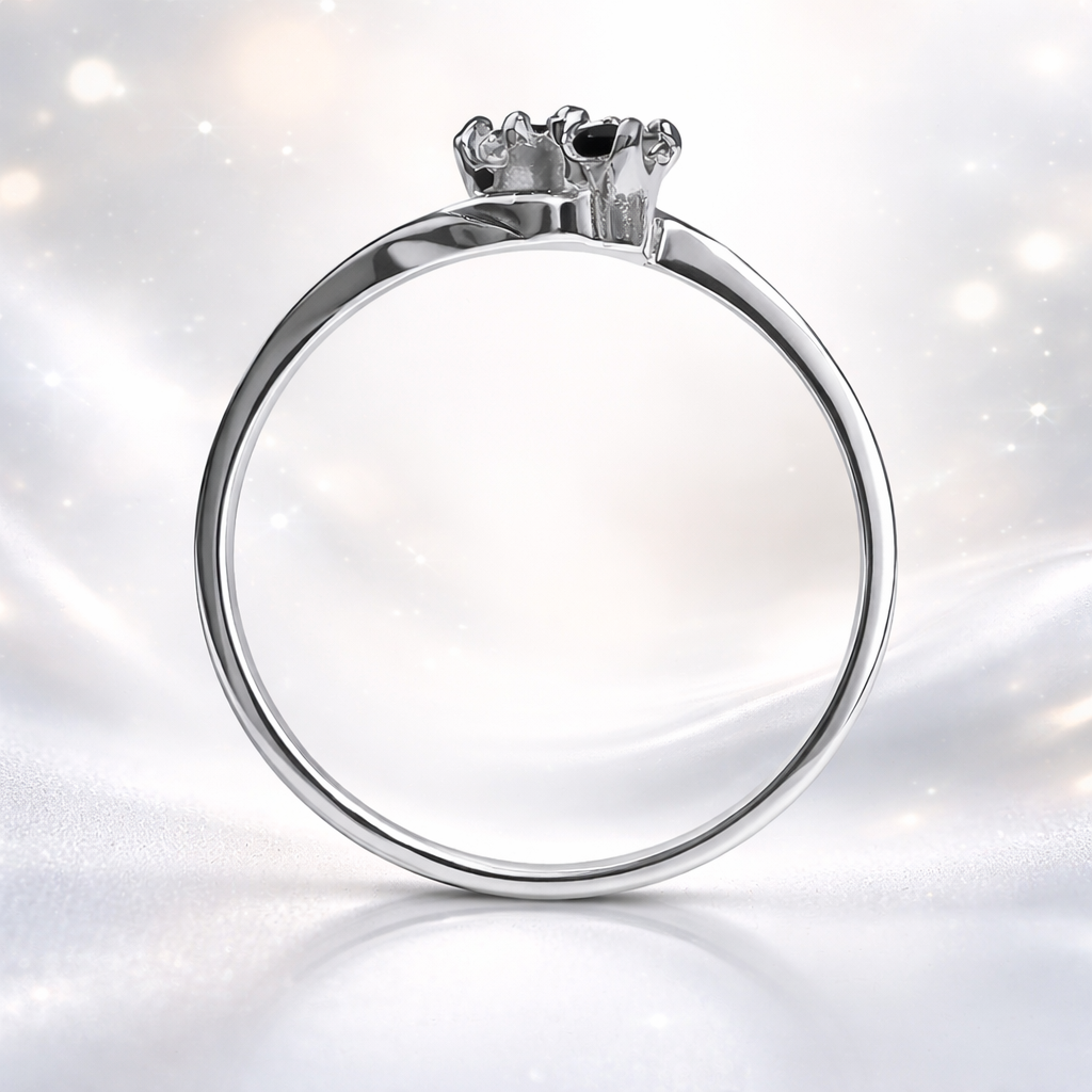 Bague Argent 925 Rhodié Zirconium & Saphir – Élégance Bicolore