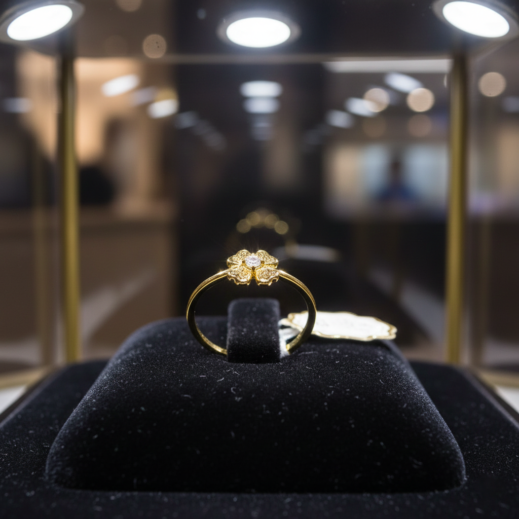 Bague Trèfle en Plaqué Or 18 Carats & Zirconium