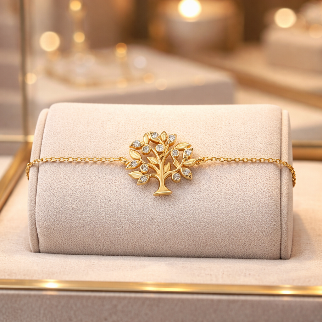 Bracelet Arbre de Vie – Plaqué Or 18 Carats & Zirconiums