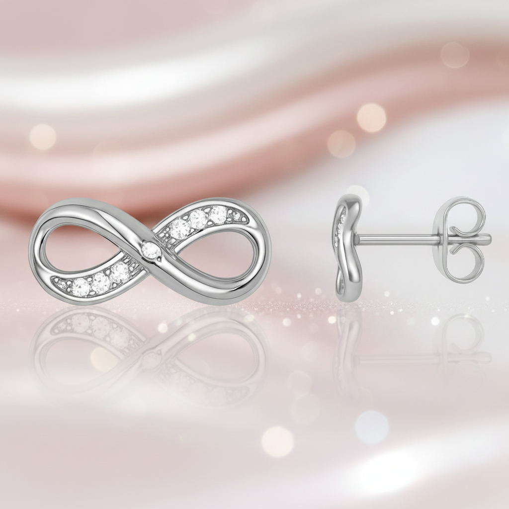 Boucles d’oreilles Infinity – Argent 925 & Zirconiums