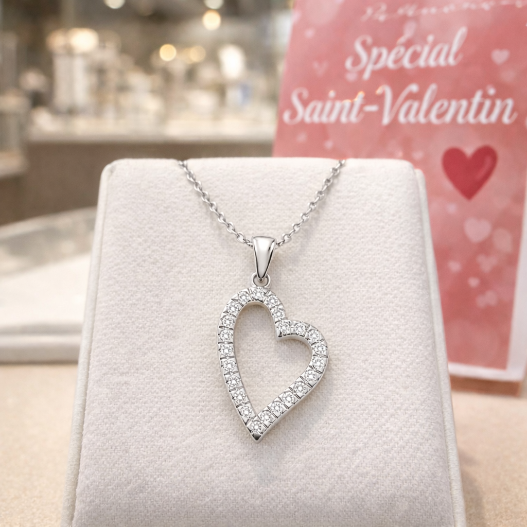 Collier Cœur Éclat – Argent 925 Rhodié & Zirconium