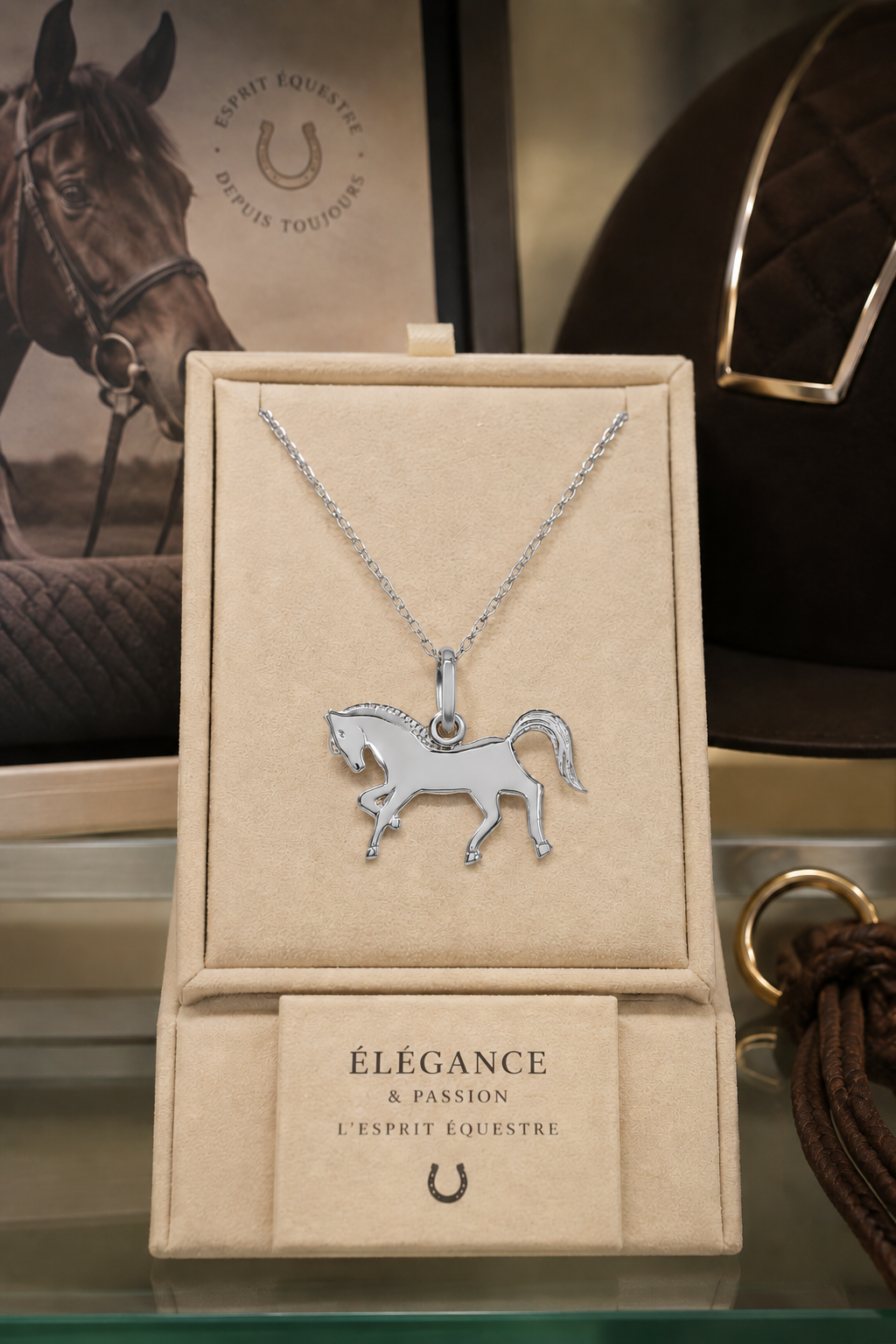 Collier Cheval en Argent 925 Rhodié – Orinae