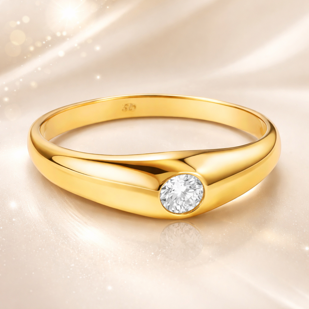 Bague Fine Plaqué Or 18 Carats & Zirconium – Élégance Minimaliste