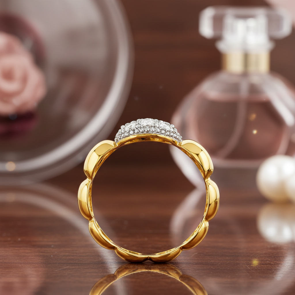 Bague Pavée en Zirconium – Plaqué Or 18 Carats