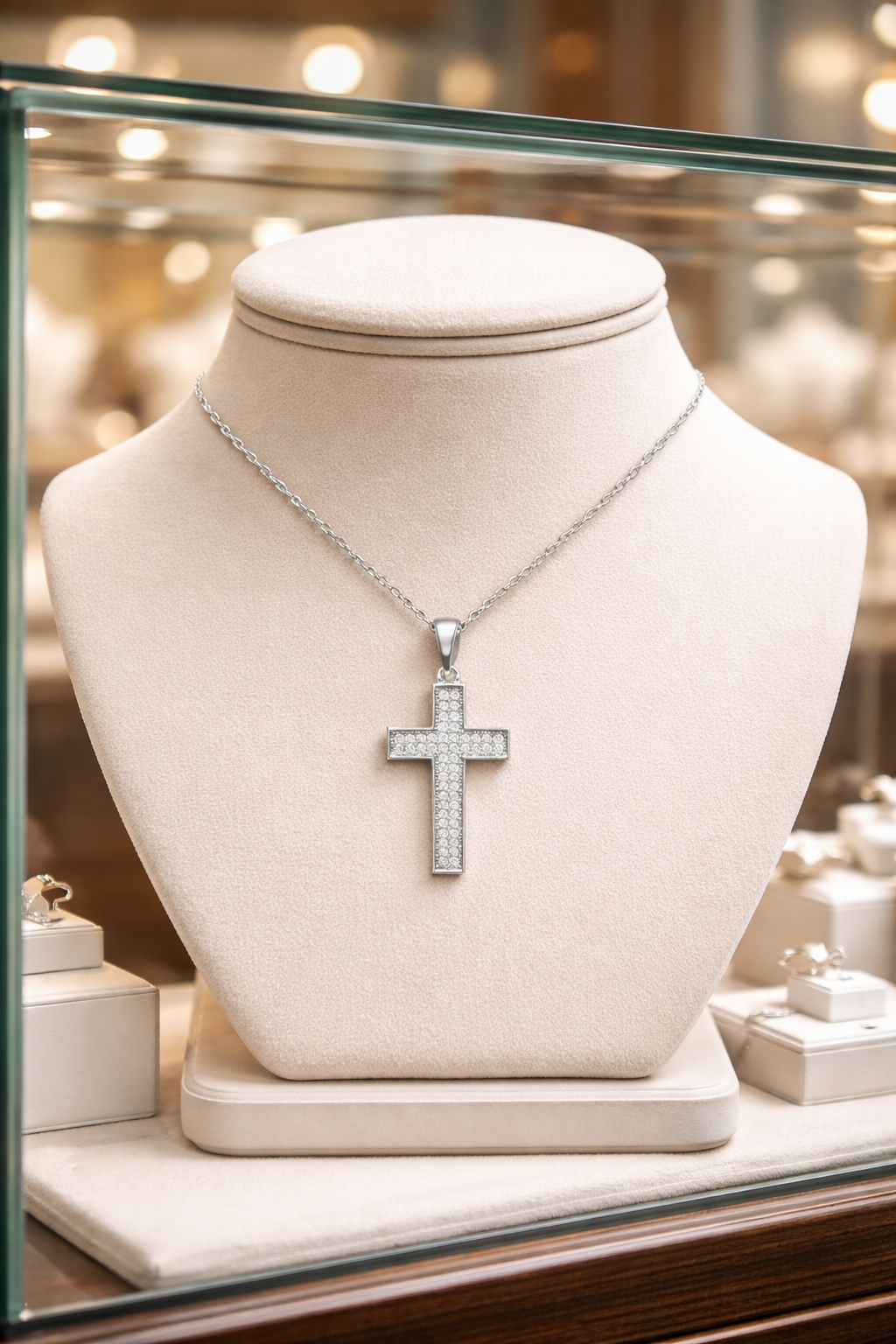 Collier Croix Orinae – Argent 925 Rhodié & Zirconium Microserti