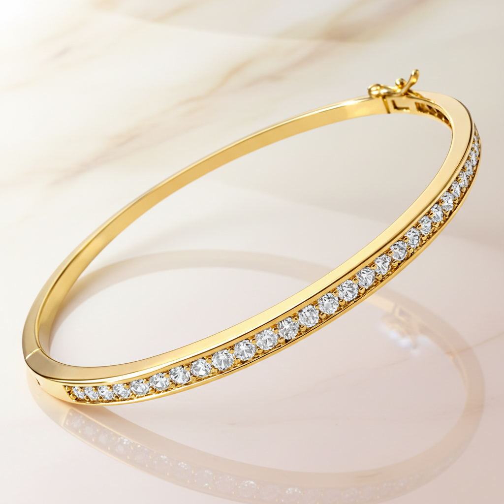 Bracelet Jonc Luxuria – Plaqué Or 18 Carats & Zirconium