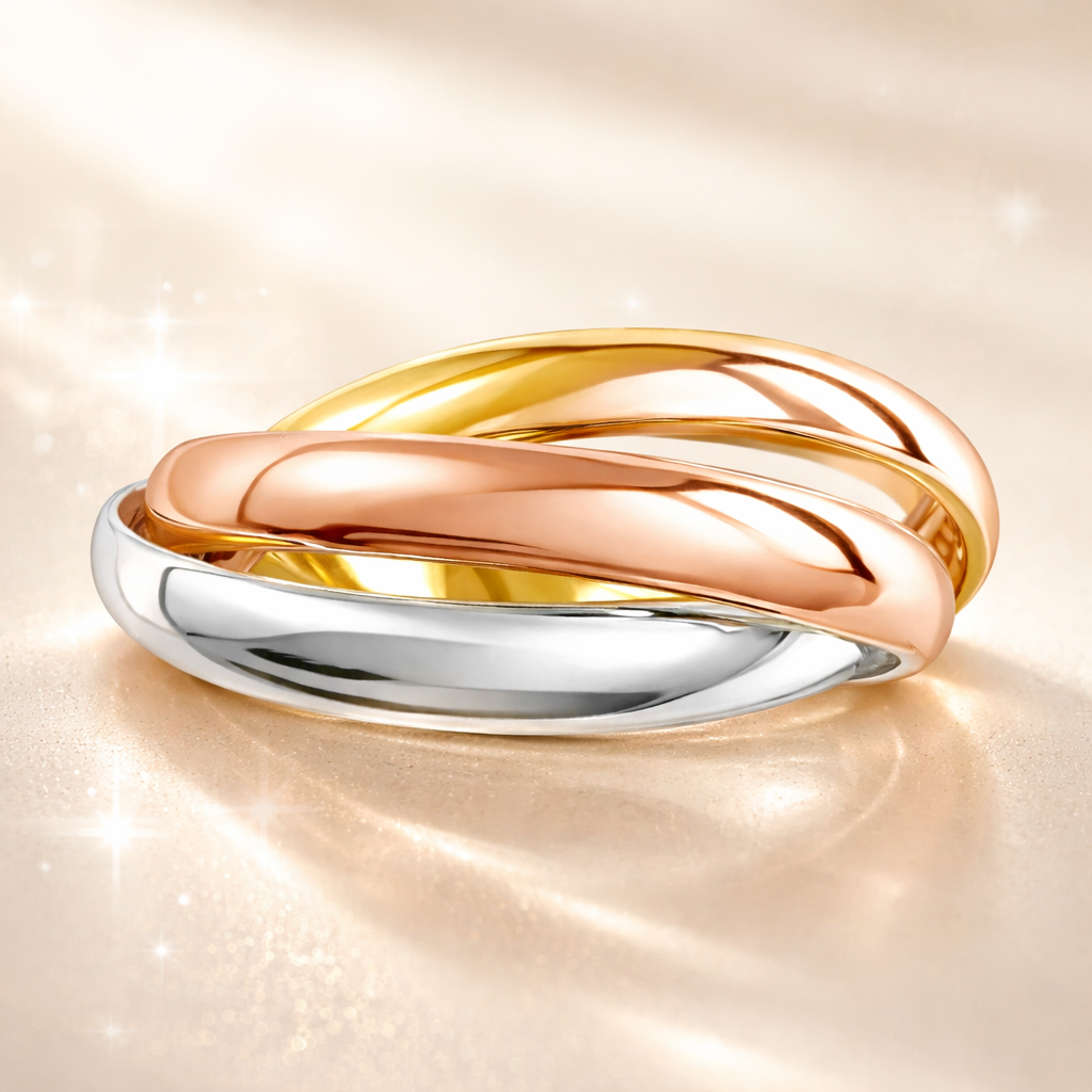 Bague 3 anneaux entrelacés – Plaqué or 18 carats