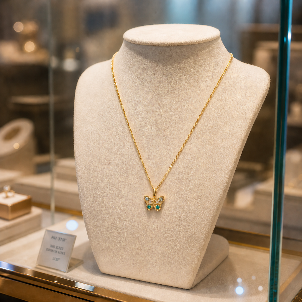 Collier Papillon – Plaqué Or 18K & Zirconium