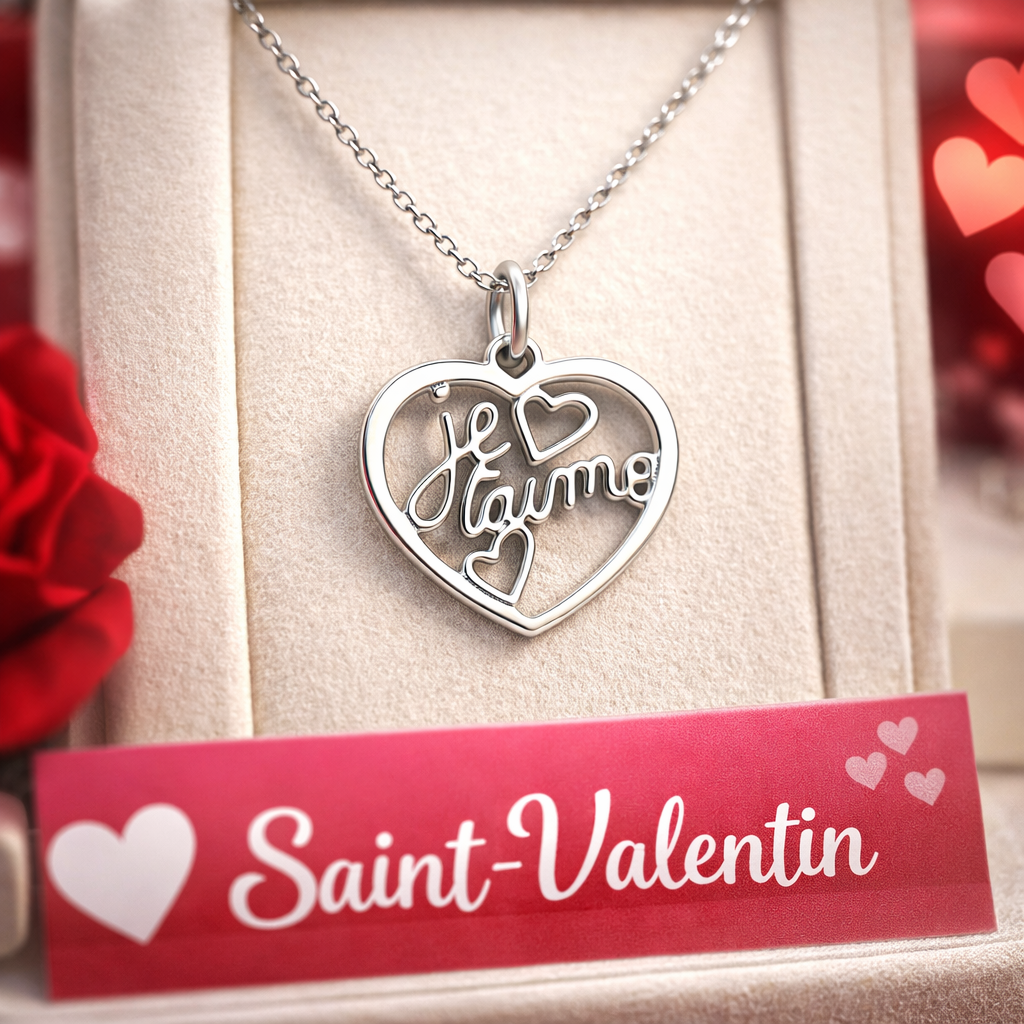 Collier Cœur « Je t’aime » – Argent 925