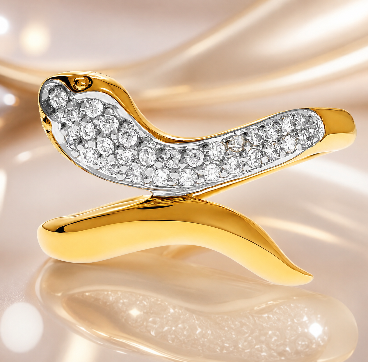 Bague Serpent – Plaqué Or 18 Carats & Zirconiums