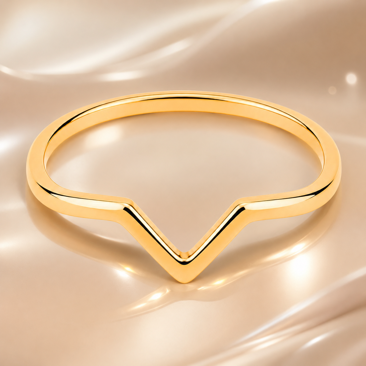 Bague V Minimaliste – Plaqué Or 18 Carats