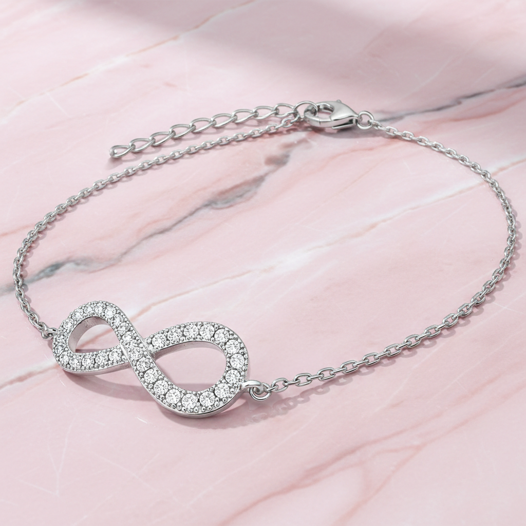 Bracelet Infini – Argent 925 rhodié & Zirconiums
