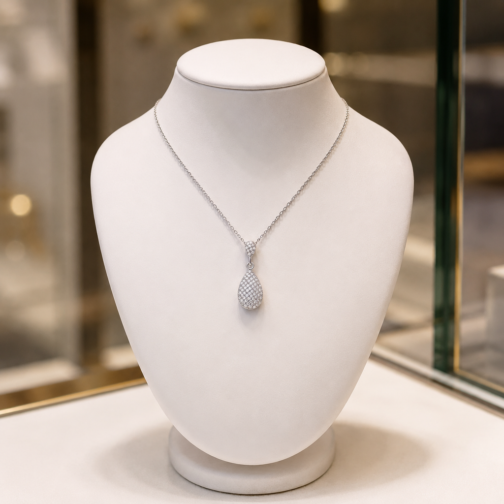 Collier goutte pavée en Argent 925 rhodié & Zirconiums – Orinae