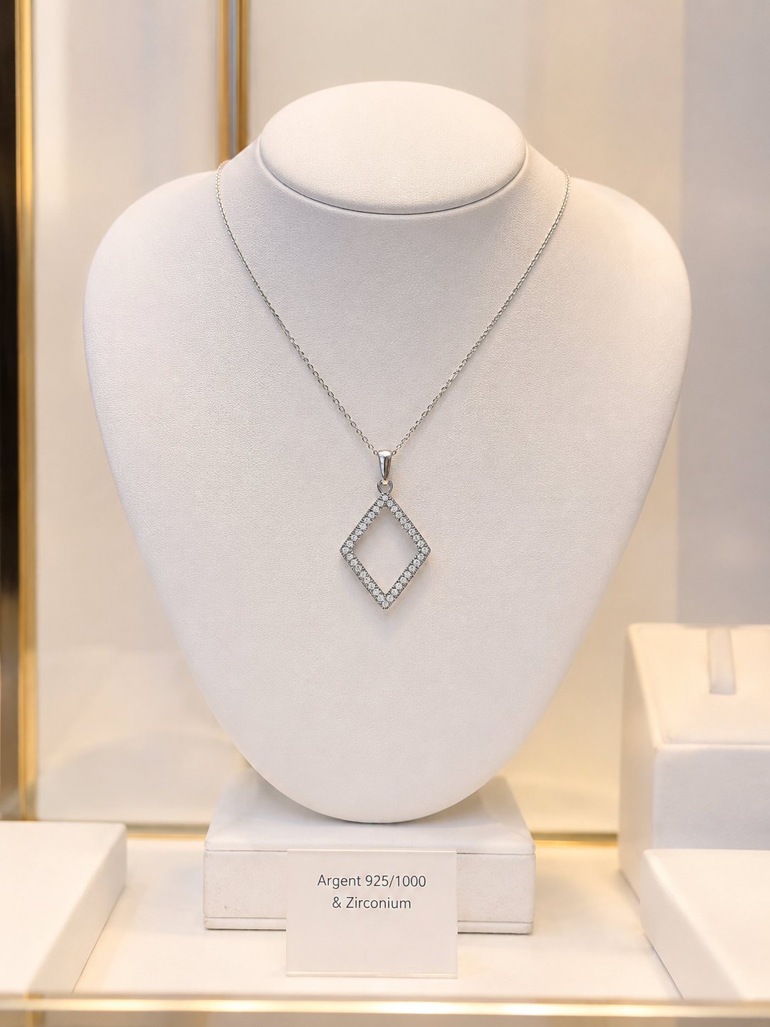 Collier Losange Zirconiums en Argent 925 Rhodié