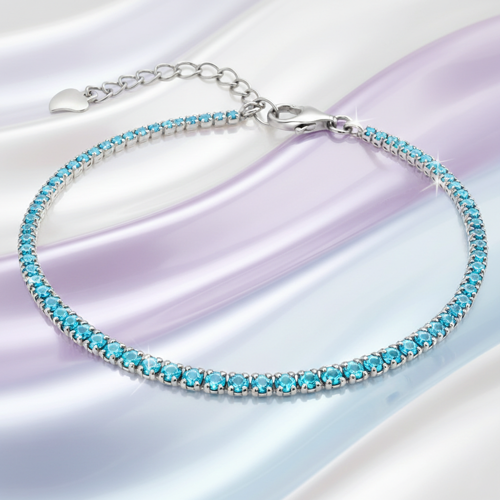 Bracelet en argent 925 rhodié & imitation turquoise