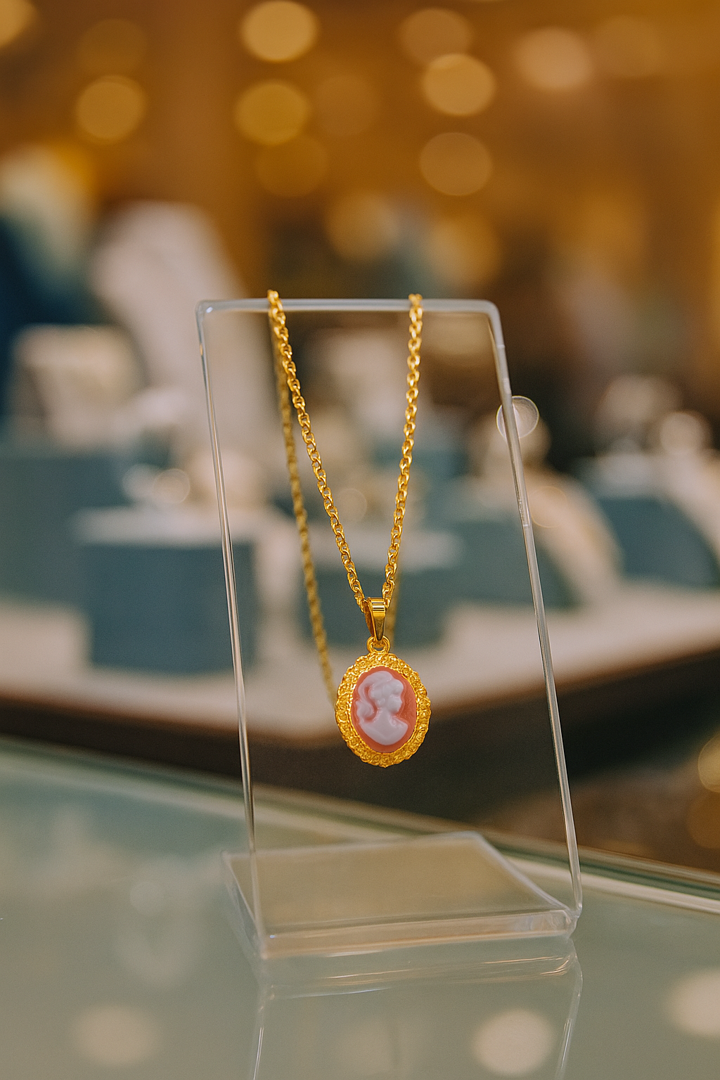 Collier Camée rouge – Plaqué Or - Élégance intemporelle & charme vintage