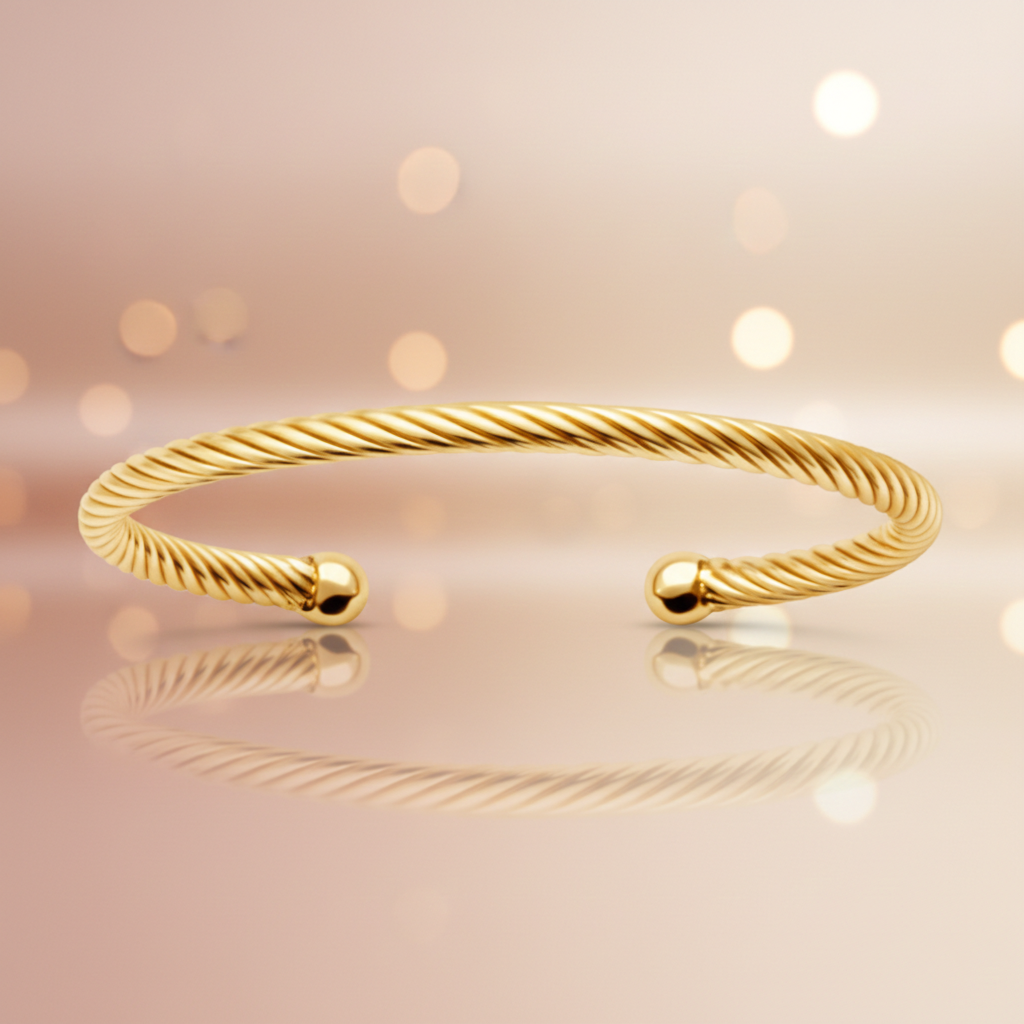 Bracelet Jonc Torsadé – Plaqué Or 18 Carats