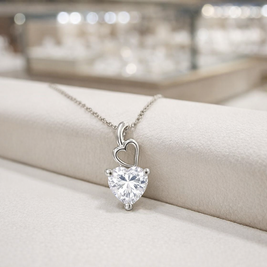 Collier Cœur Brillant – Argent 925 & Zirconium