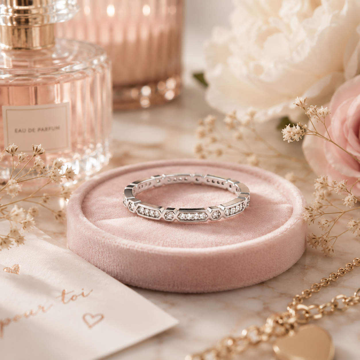 Bague Hexa Éclat – Argent 925 Rhodié & Zirconiums