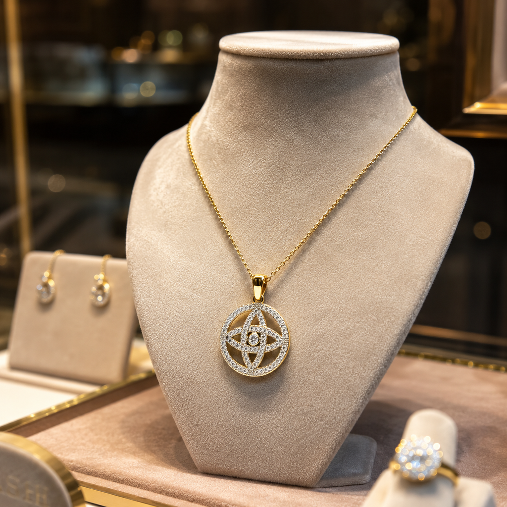 Collier Étoile Celtique Orinae – Plaqué Or Jaune & Blanc 18 Carats
