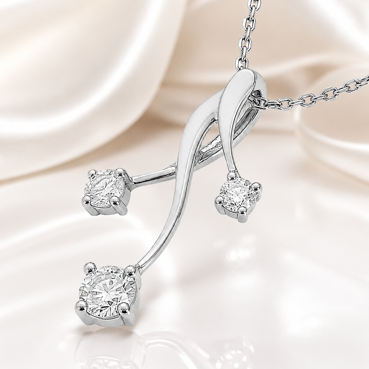 Collier Argent 925 Rhodié & Zirconiums Élégance Croisée