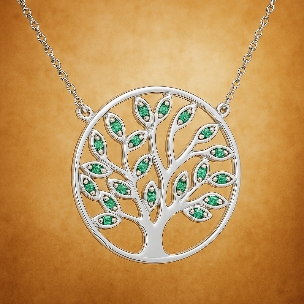 Collier Grand Arbre de Vie en Argent 925 Rhodié