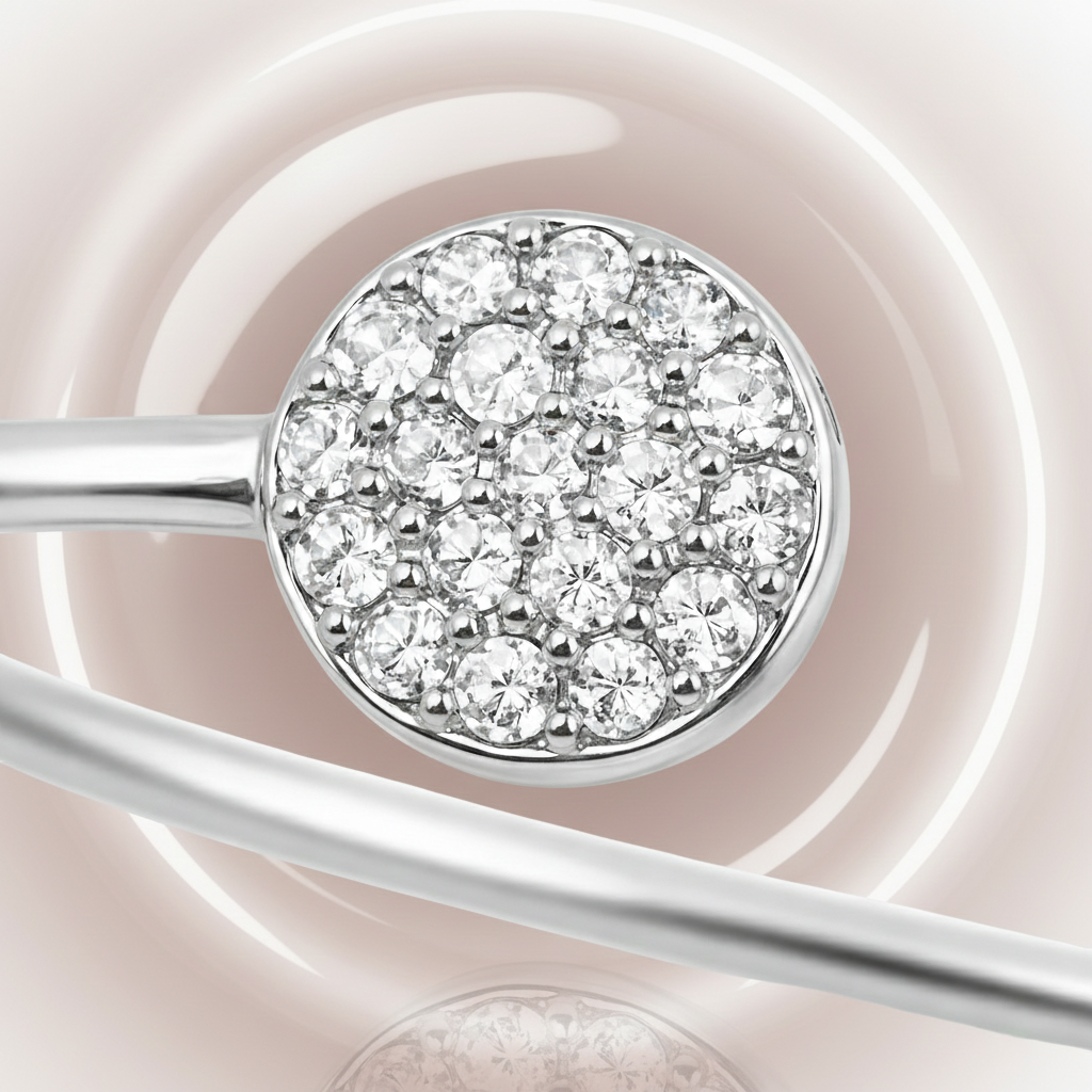 Bracelet Jonc Ouvert en Argent 925 Rhodié & Zirconiums