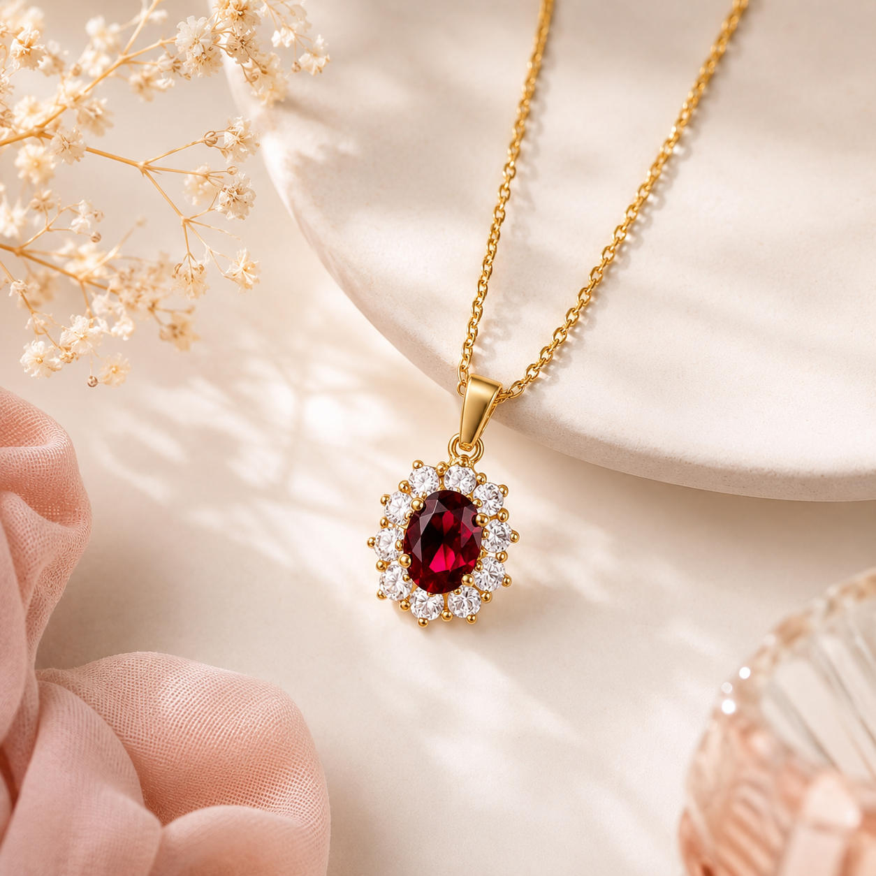 Collier Ruby Élégance – Plaqué Or Jaune 18 Carats