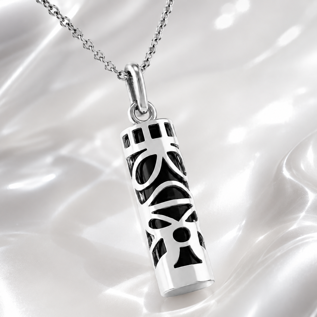 Collier Grand Tiki en Argent 925 & onyx noir – Mixte
