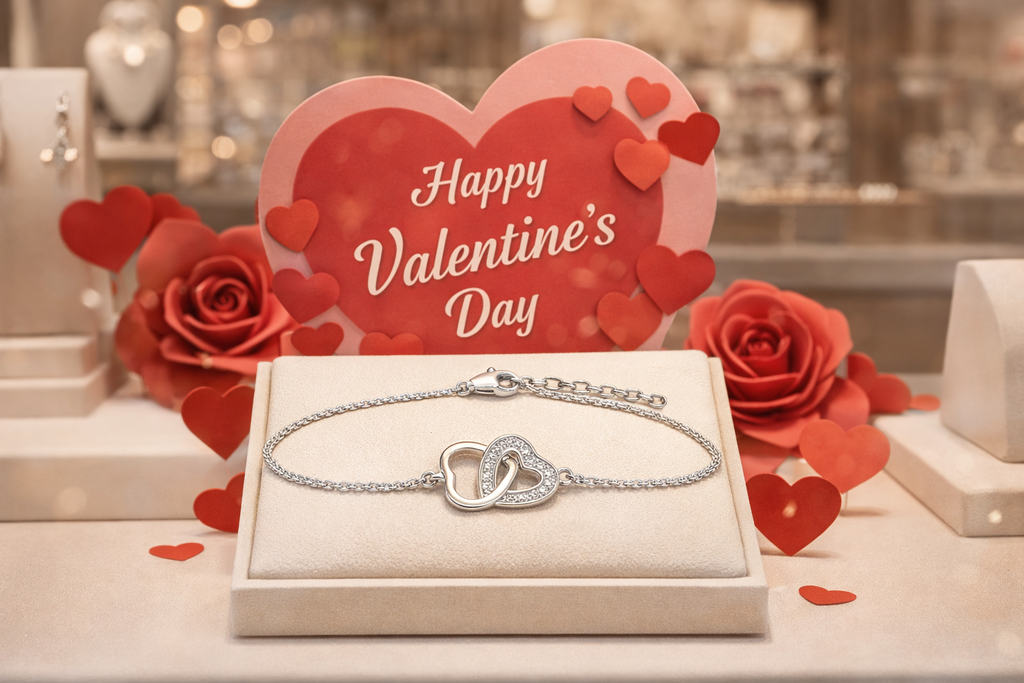 Bracelet Cœur Entrelacé en Argent 925 Rhodié & Zirconium