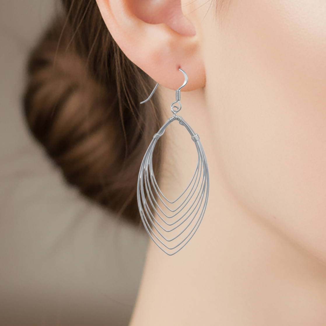 Boucles d’oreilles en argent – Design multi-arcs minimaliste | Élégantes & légères