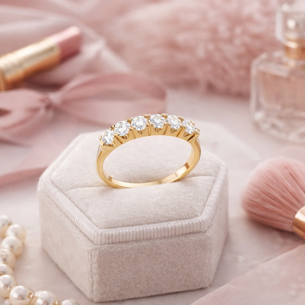 Bague Zirconia Élégance – Plaqué Or 18 Carats & Zirconiums 3 mm