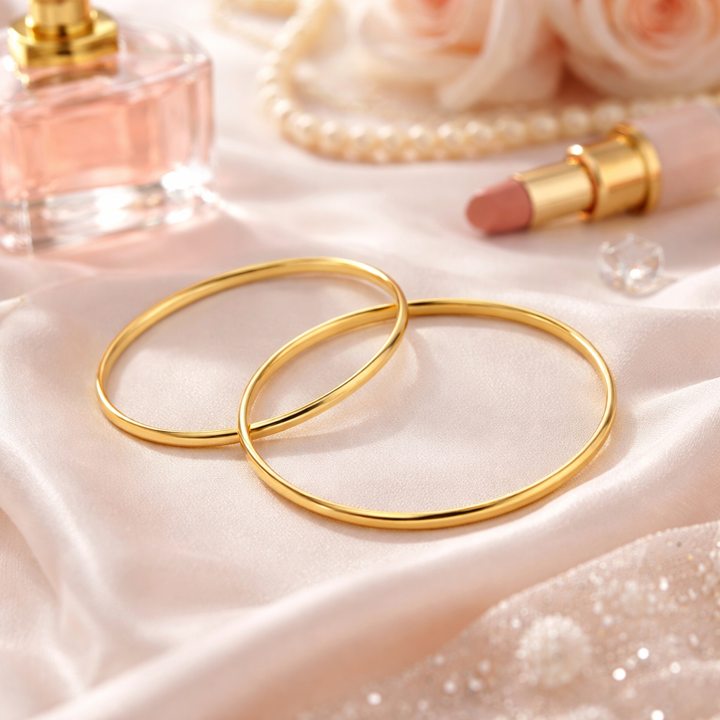 Bracelet 2 Anneaux Entrelacés – Plaqué Or 18 Carats