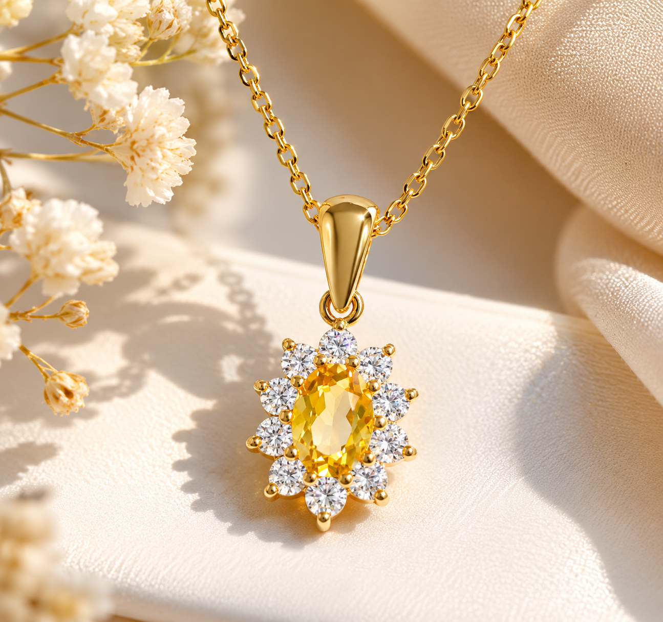 Collier Élégance Solaire – Plaqué Or Jaune 18 Carats & Zirconiums