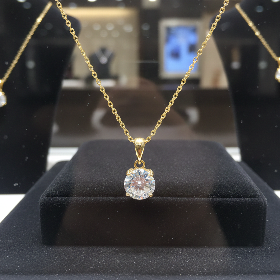 Collier Solitaire Zirconium – Plaqué Or 18 Carats