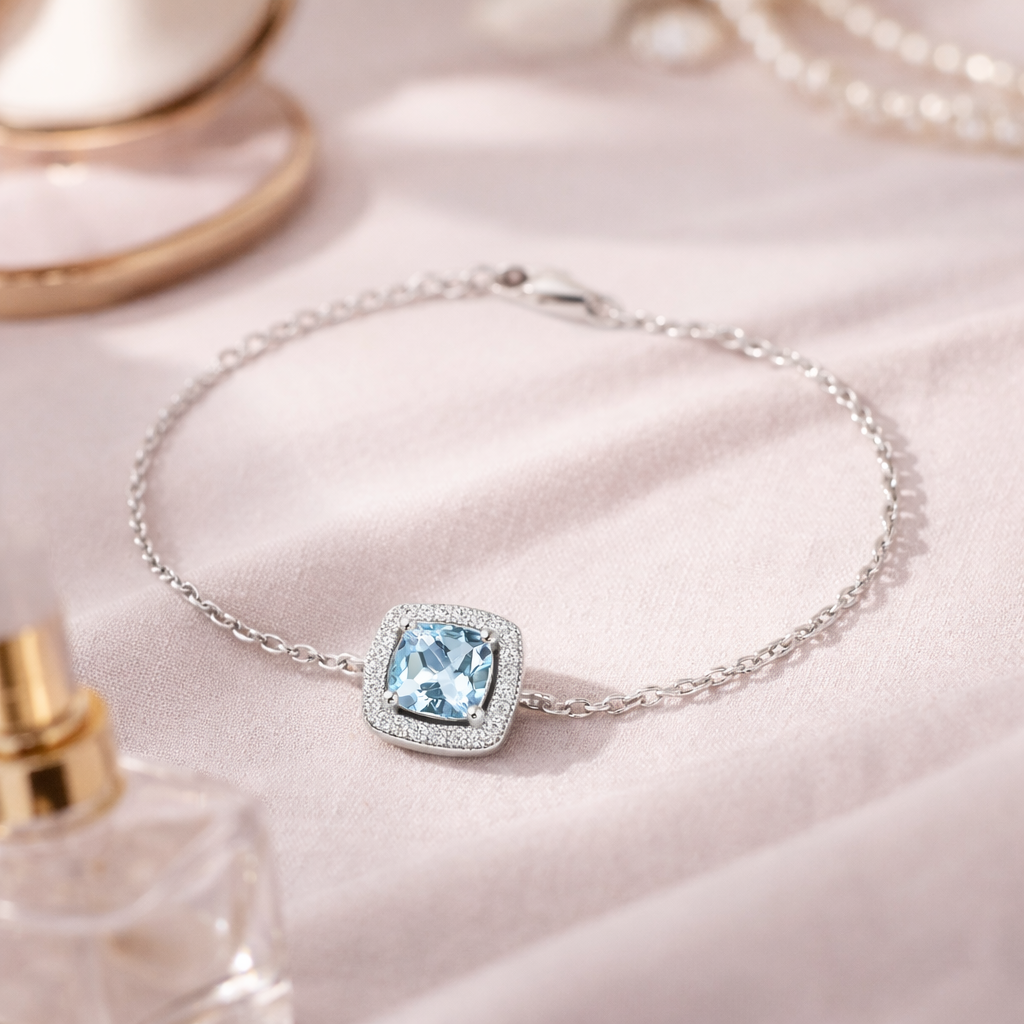 Bracelet Topaze Bleue & Zirconiums – Argent 925 Rhodié