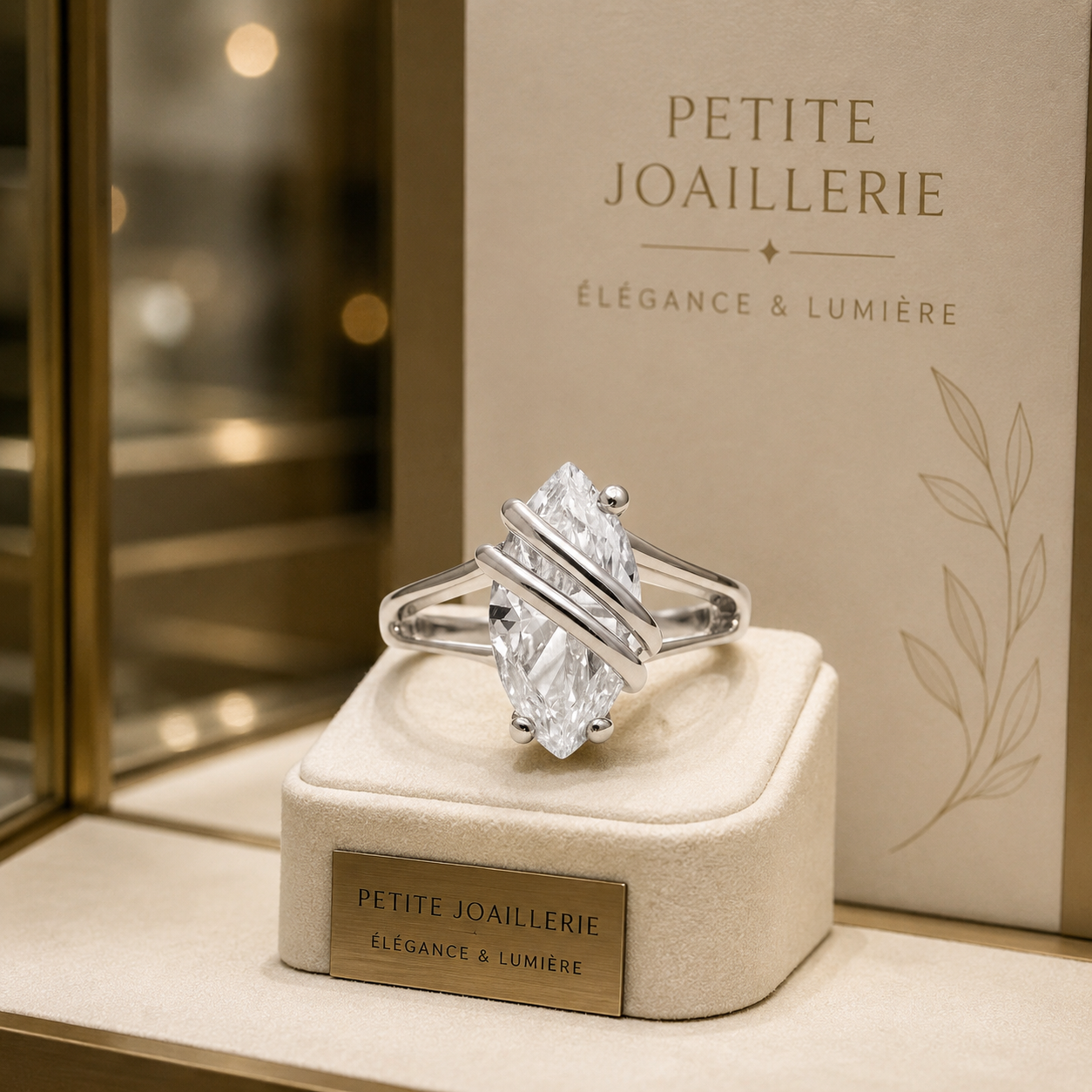 Bague Marquise Argent 925 Rhodié – Zirconium Taille Marquise – Design Moderne Croisé