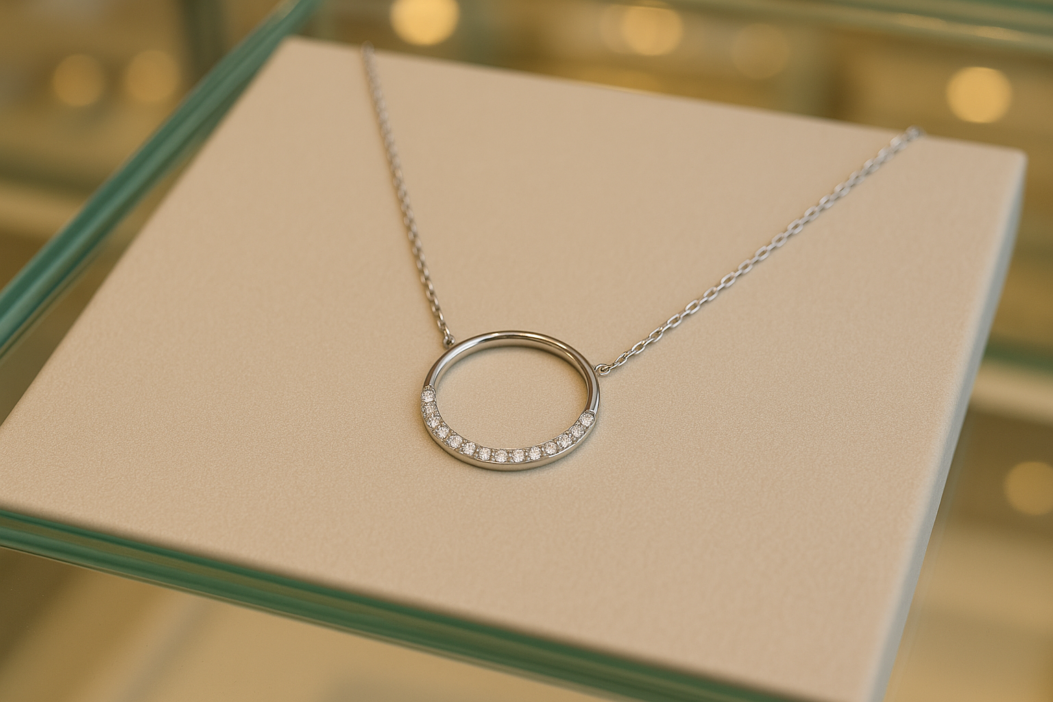 Collier Cercle en Argent 925 Rhodié & Zirconium