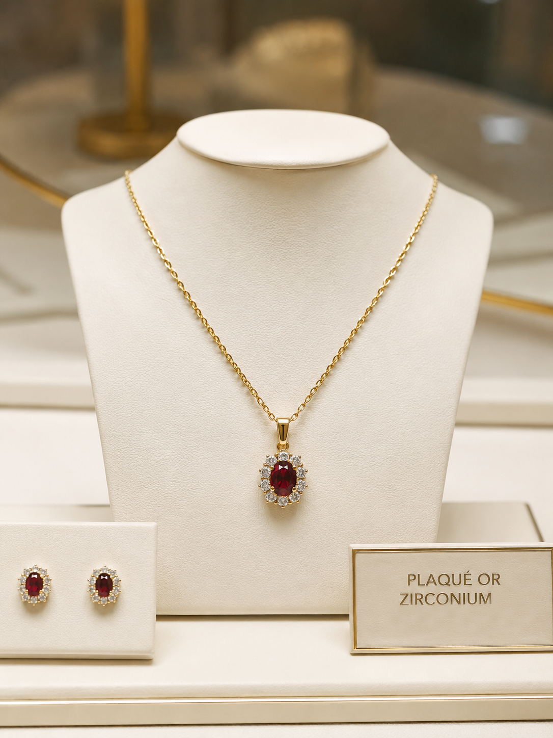 Collier Ruby Élégance – Plaqué Or Jaune 18 Carats