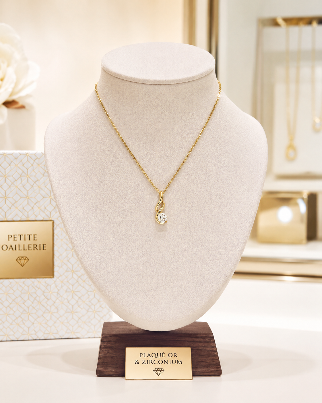 Collier Élégance – Plaqué Or Jaune 18 Carats & Zirconium