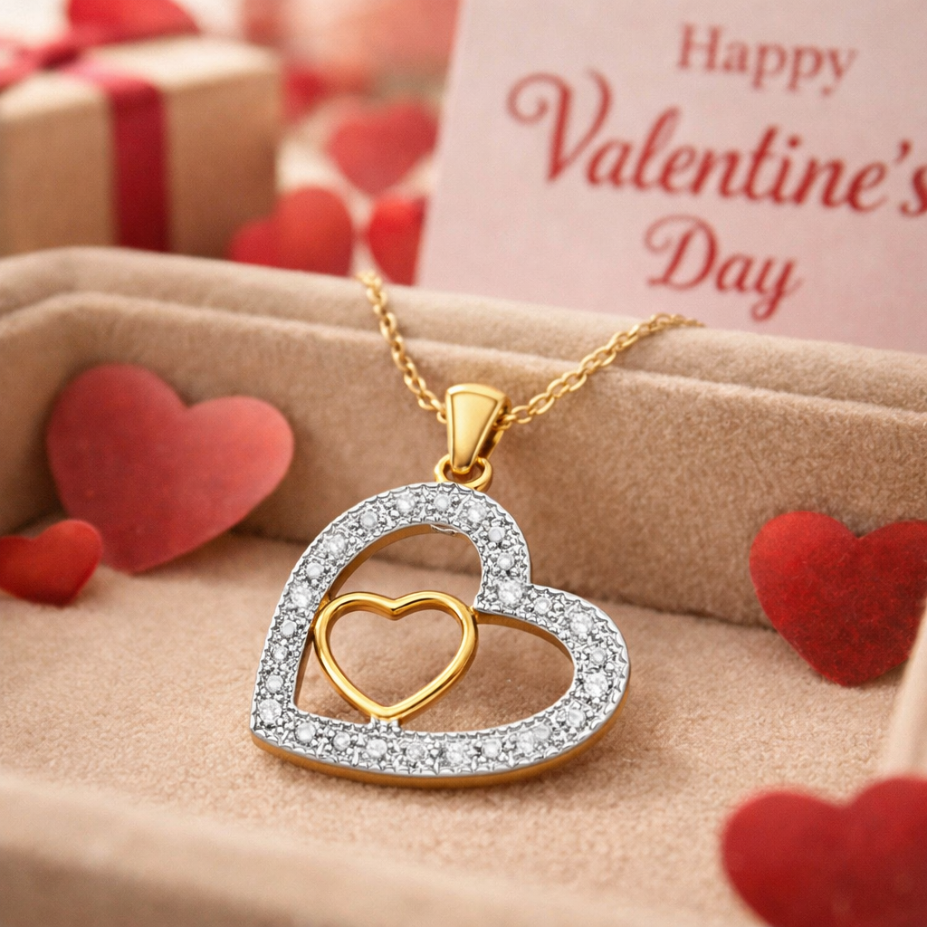 Collier Cœur Entrelacé – Plaqué Or 18 Carats & Zirconiums