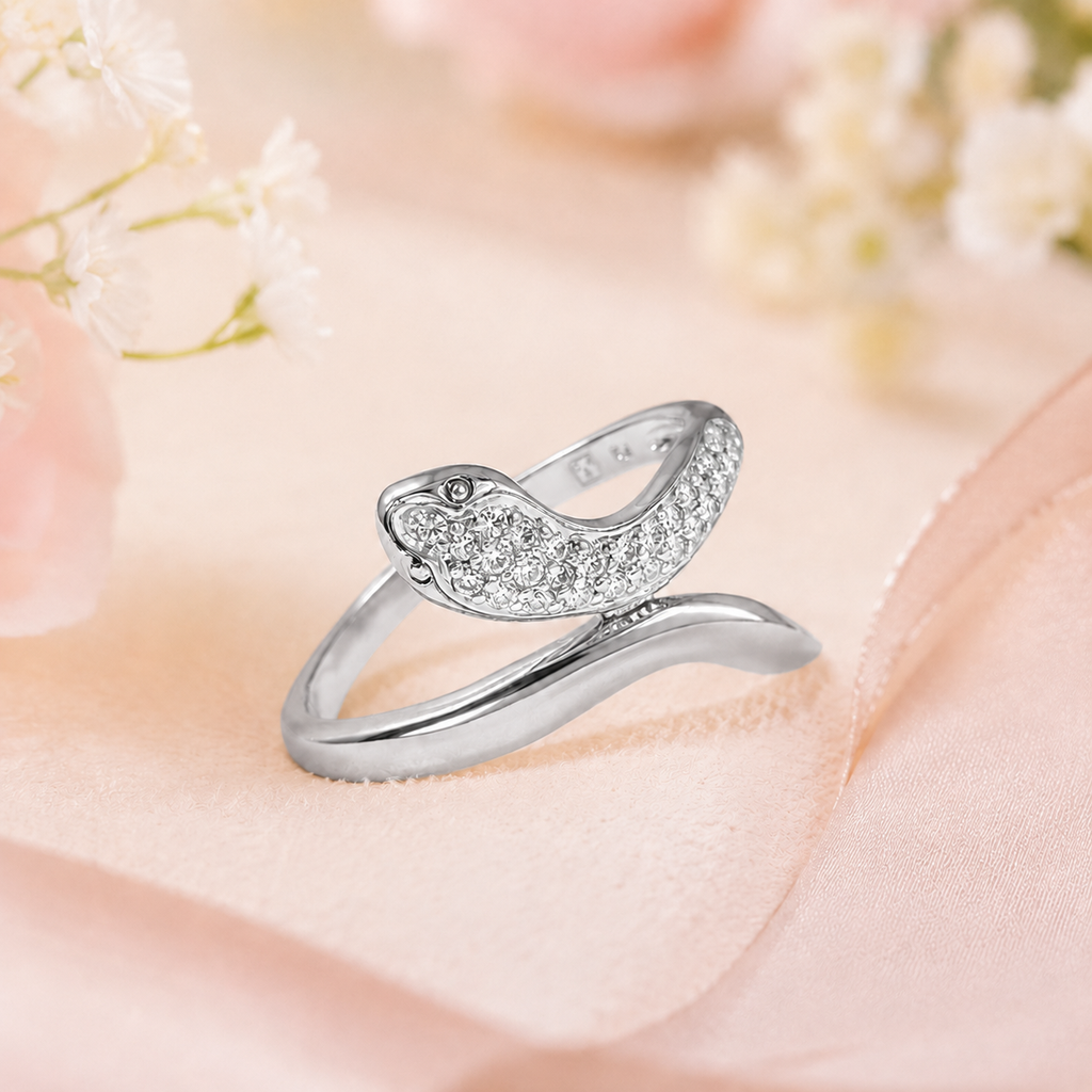 Bague Serpent Argent 925 Rhodiée & Zirconiums