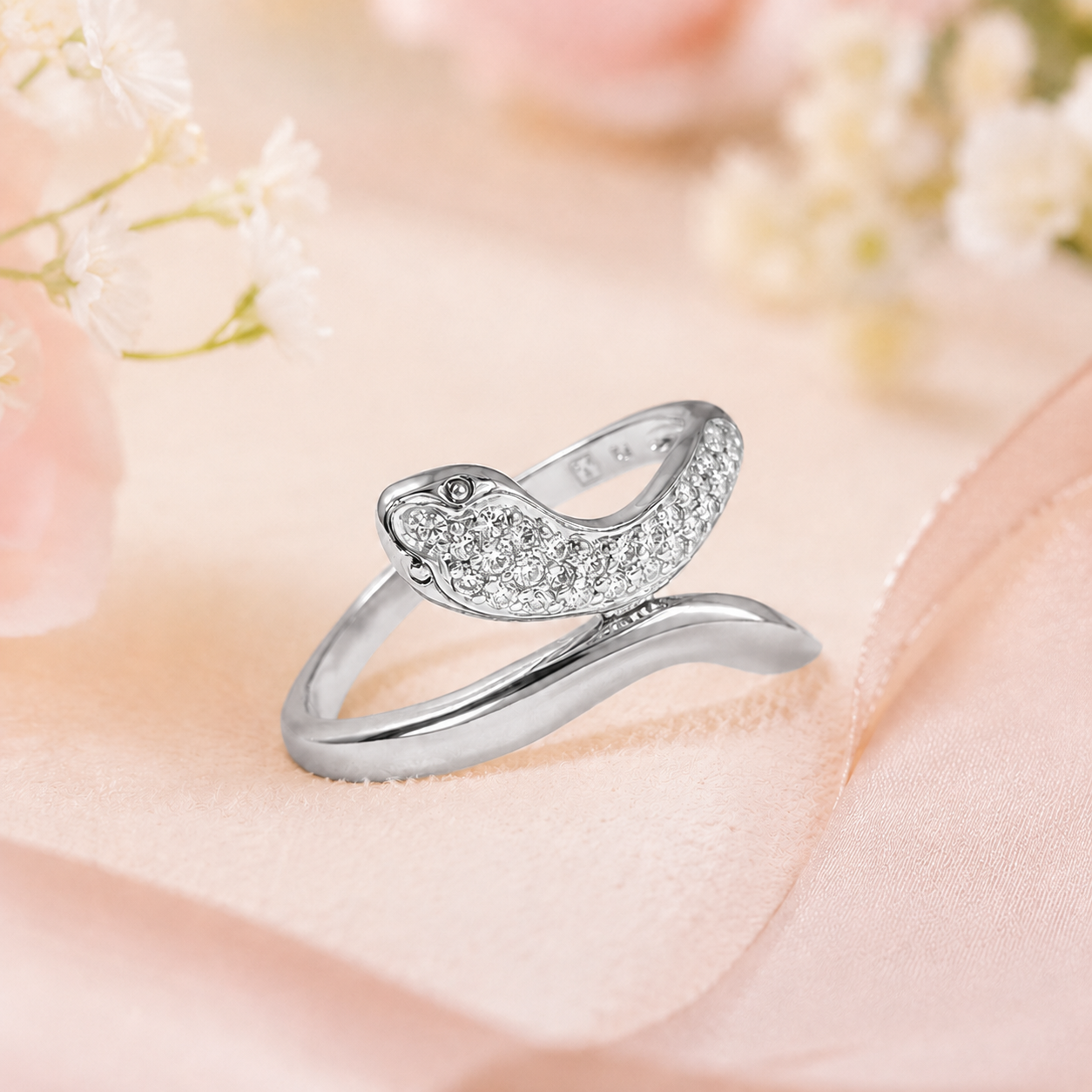 Bague Serpent Argent 925 Rhodiée & Zirconiums