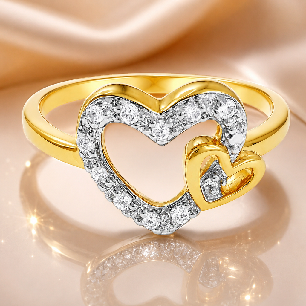 Bague Cœur Zirconium – Plaqué Or 18 Carats