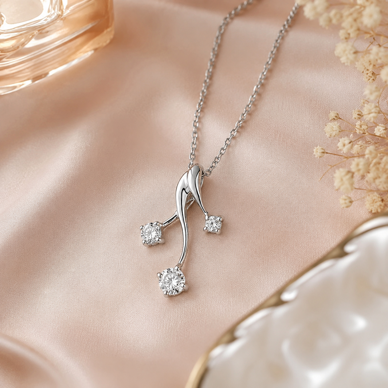 Collier Argent 925 Rhodié & Zirconiums Élégance Croisée