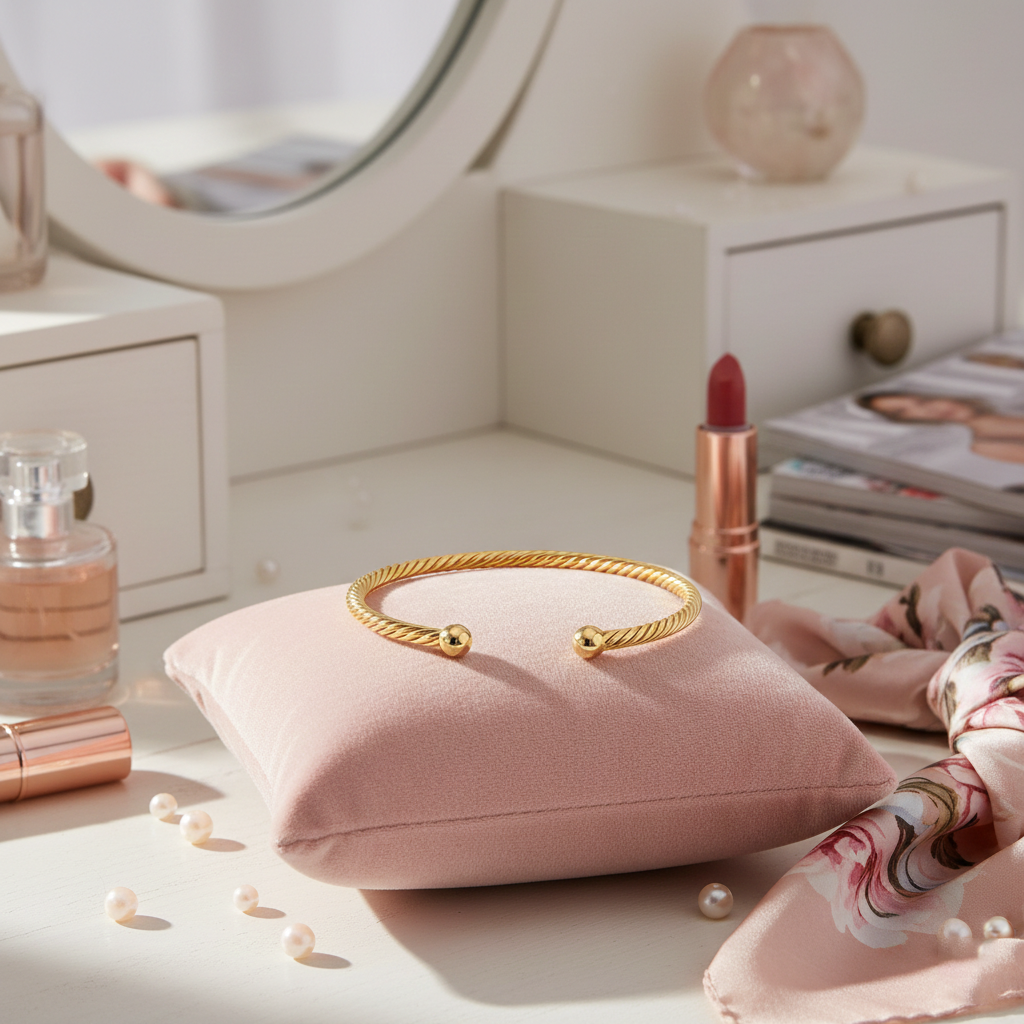 Bracelet Jonc Torsadé – Plaqué Or 18 Carats