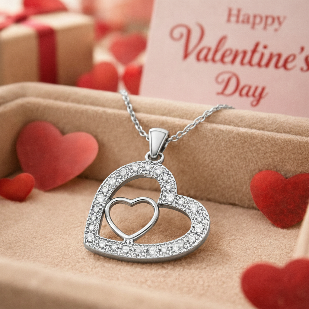 Collier Cœur Entrelacé – Argent 925 & Zirconiums